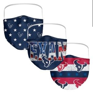 NWT Houston Texans Face Mask 3 Pack Adult